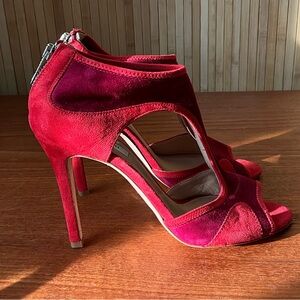 L.K BENNETT Red Peep-Toe Heels